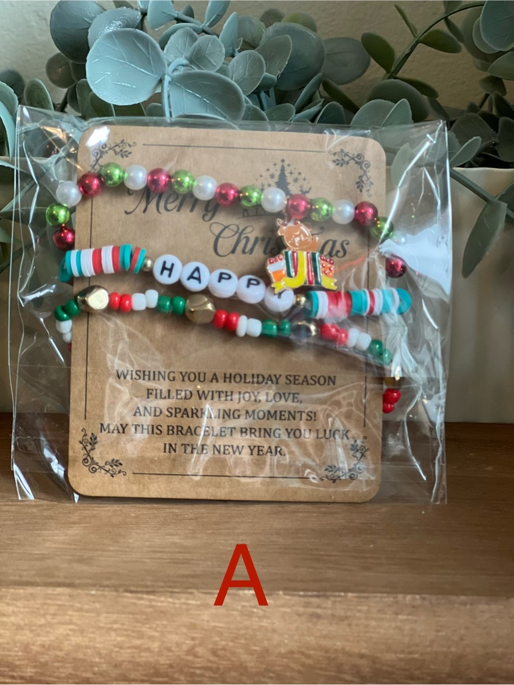 Merry Christmas Beaded Clay Bracelets, Various Designs, Choose One